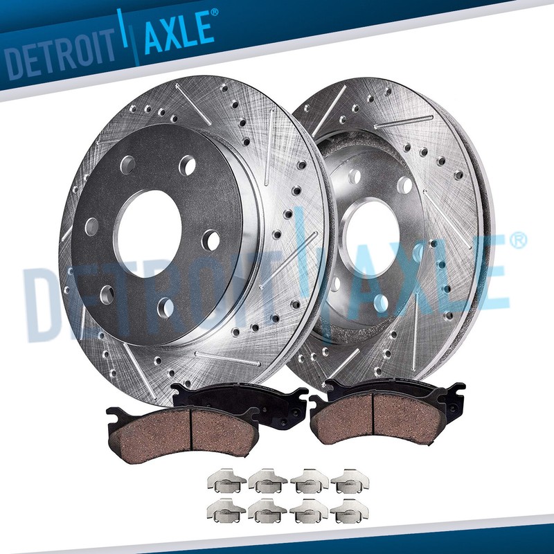 Front DRILLED Brake Rotors + Ceramic Pads for 2006 2007 2008-2010 HUMMER H3 H3T