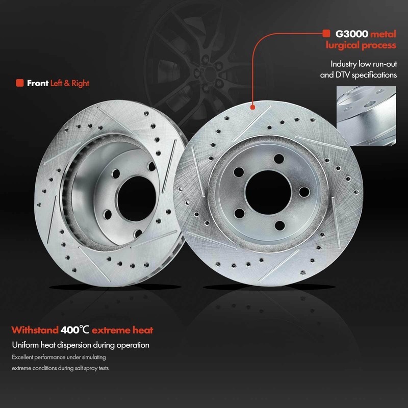 Front Drilled Brake Rotors for Jeep Cherokee 1990-1999 Wrangler Comanche 280mm gallery