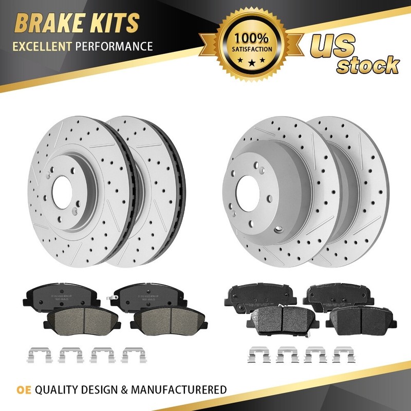 Front Rear Disc Rotors + Ceramic Brake Pads for 2013 – 2018 Hyundai Santa Fe