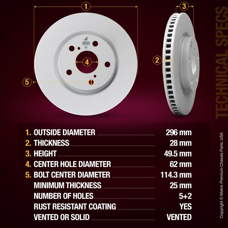 Front Disc Brake Rotor For 13-18 Lexus ES300h Pontiac Vibe 08-18 Toyota Avalon gallery