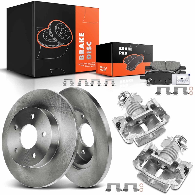 Disc Brake Rotor & Pads + Calipers for Chevy Malibu HHR Pontiac G6 Saturn Rear