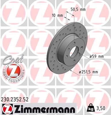 Zimmermann 230.2352.52 Brake Disc for Alfa Romeo, Fiat, Lancia