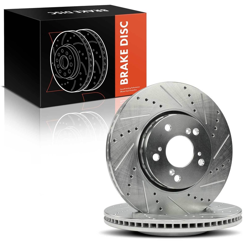 2x Front Driver & Passenger Side Drilled Brake Rotors for Acura RLX 2014-2020 gallery