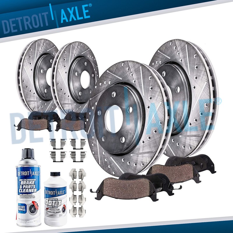 Front Rear Drilled Rotors + Brake Pads for 2014 – 2015 2016 2017 Nissan Rogue