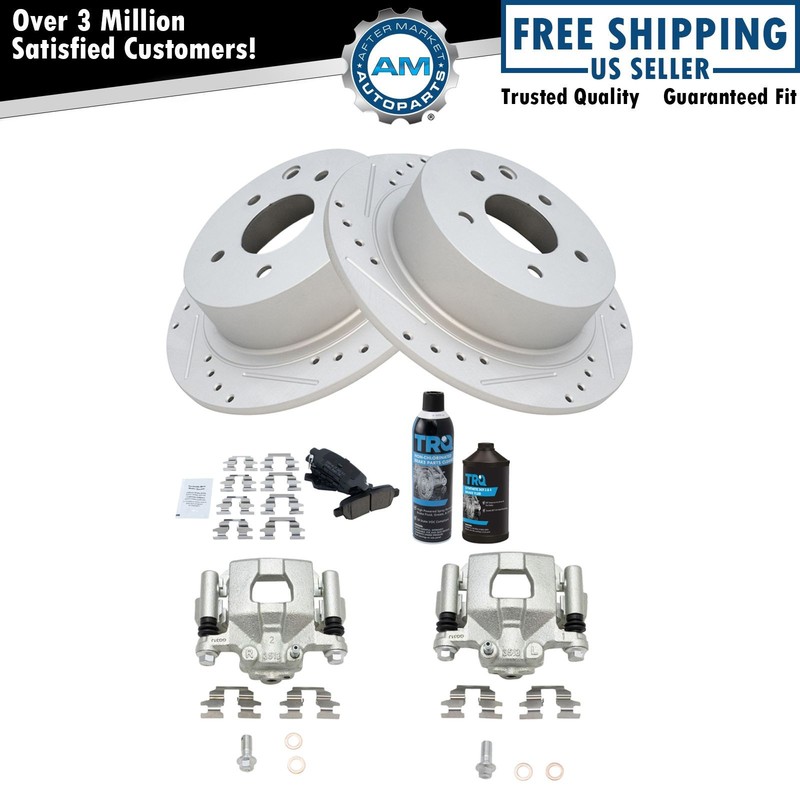 Rear Ceramic Pad Performance Coated Rotor & Calipers Kit w/Chemicals