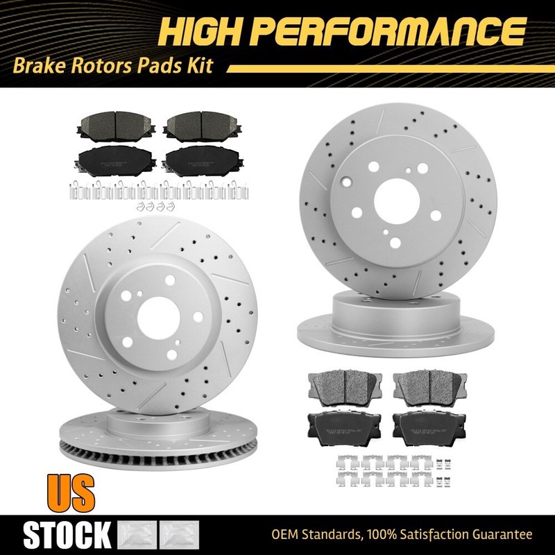 Front Rear Disc Brake Rotors + Ceramic Brake Pads For 2006 – 2018 Toyota Rav4