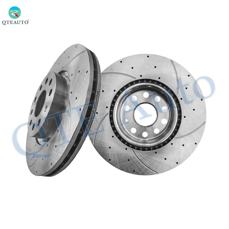 Front 312mm Drilled Slotted Brake Disc Rotors For 2012-2017 Volkswagen Beetle