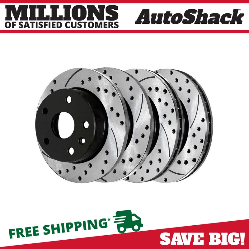Front & Rear Drilled Slotted Brake Rotors Black Set of 4 for Nissan Altima 2.5L