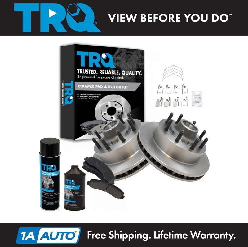 TRQ Front Brake Rotor & Semi Metallic Pad Kit w/Fluids for SUV Ranger
