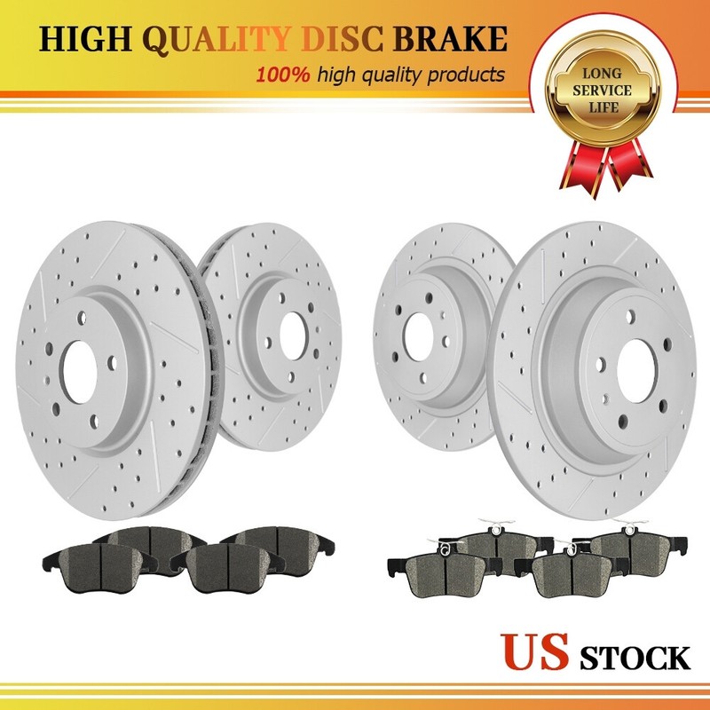 300mm Front & 302mm Rear Drilled Rotors Brake Pads for Ford Fusion Lincoln MKZ