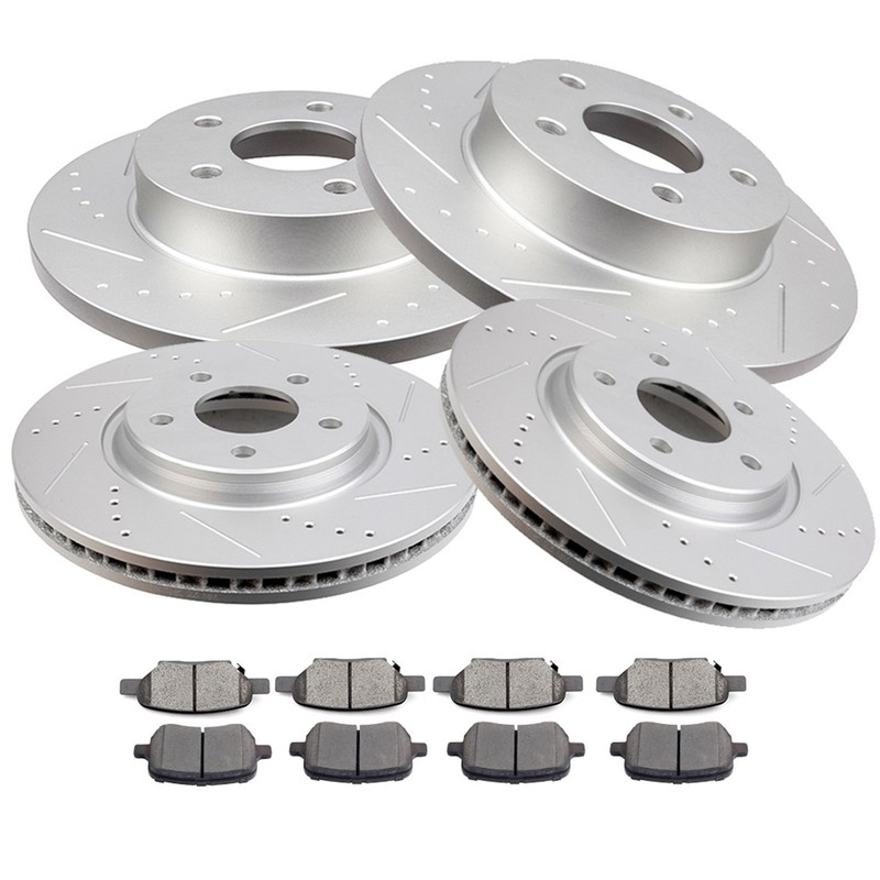 Front & Rear Drilled Rotors + Brake Pads for Chevy Malibu Cobalt Pontiac G6 ION