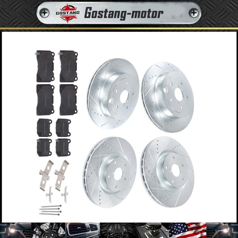 Front & Rear Drilled Rotors & Brake Pads For Subaru WRX STI 2013-2017 2.5L H4