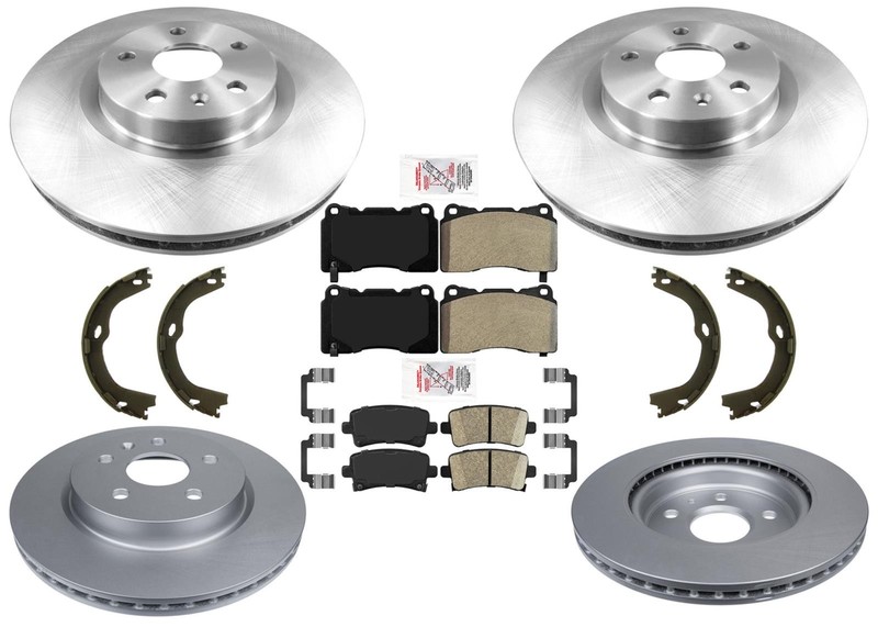 5 LUG Coated Disc Brake Rotors Brake Pads Hardware For Cadillac XTS 2013-2019