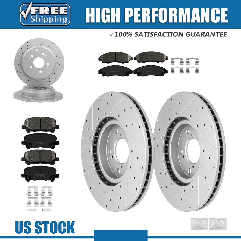 Front + Rear Disc Rotors Brake Pads for 2009 – 2013 Honda Pilot Acura MDX ZDX