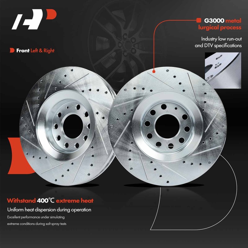 A-Premium Front Side Drilled Brake Rotor & Pads for Audi A4 Quattro 2005-2009 A4 gallery