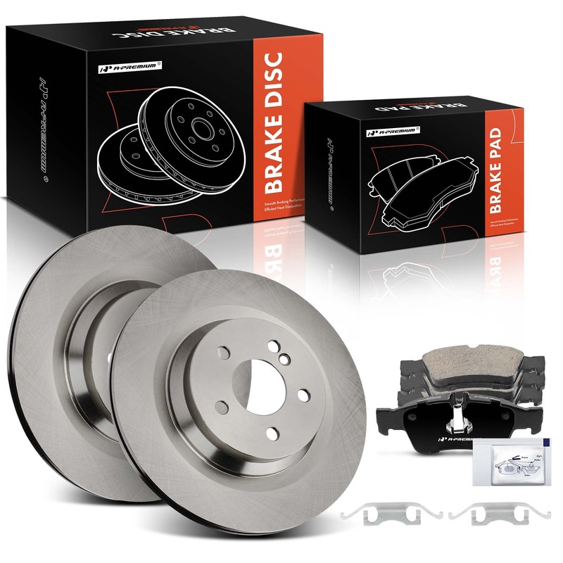 A-Premium Rear Disc Brake Rotors & Ceramic Pads for Mercedes-Benz E550 2010-2014