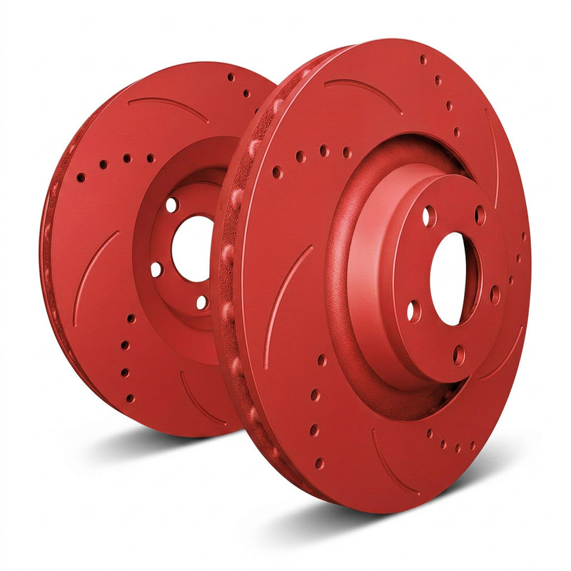 SP Performance F47-273-R Drill/Slott Red Rear Rotors for 03-06 Baja/00-04 Legacy