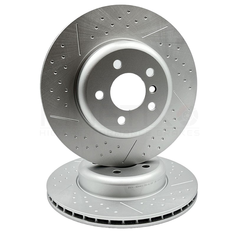 FOR BMW 340i F30 M SPORT PERFORMANCE DIMPLED GROOVED REAR BRAKE DISCS PAIR 345mm