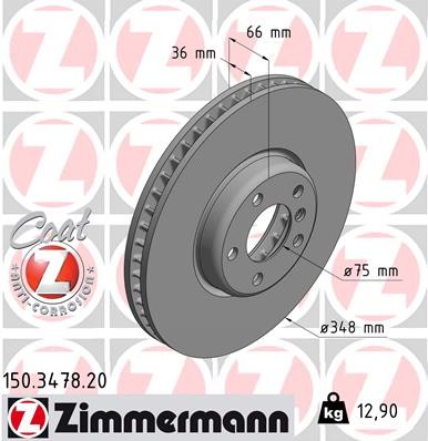 2X 150.3478.20 Zimmermann Brake Disc for BMW