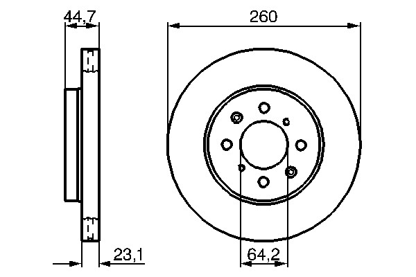 2x Brake Discs Pair Vented Front 260mm 0986479226 Bosch Set 45251S6FE10 BD1093 gallery