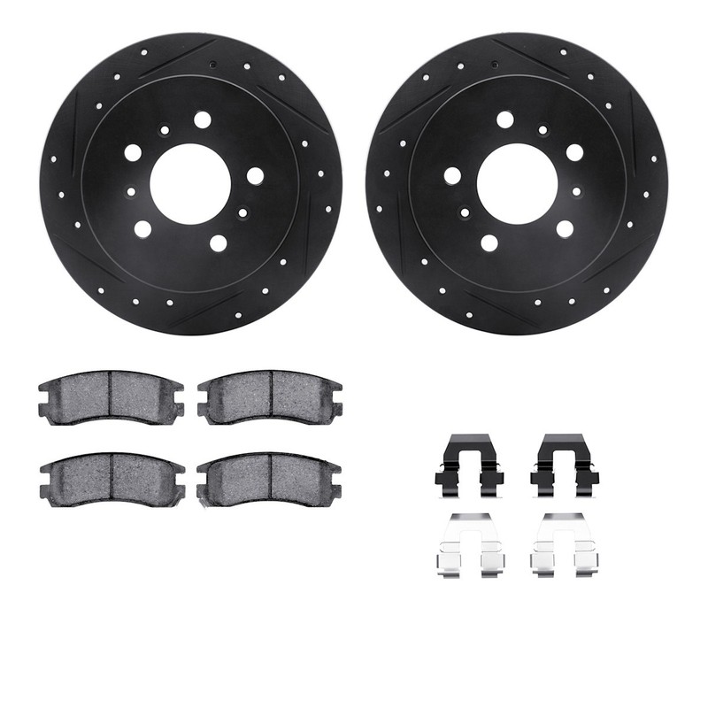 WHTH1-45000 R1 Concepts Brake Disc and Pad Kits 2-Wheel Set Rear for Chevy Buick