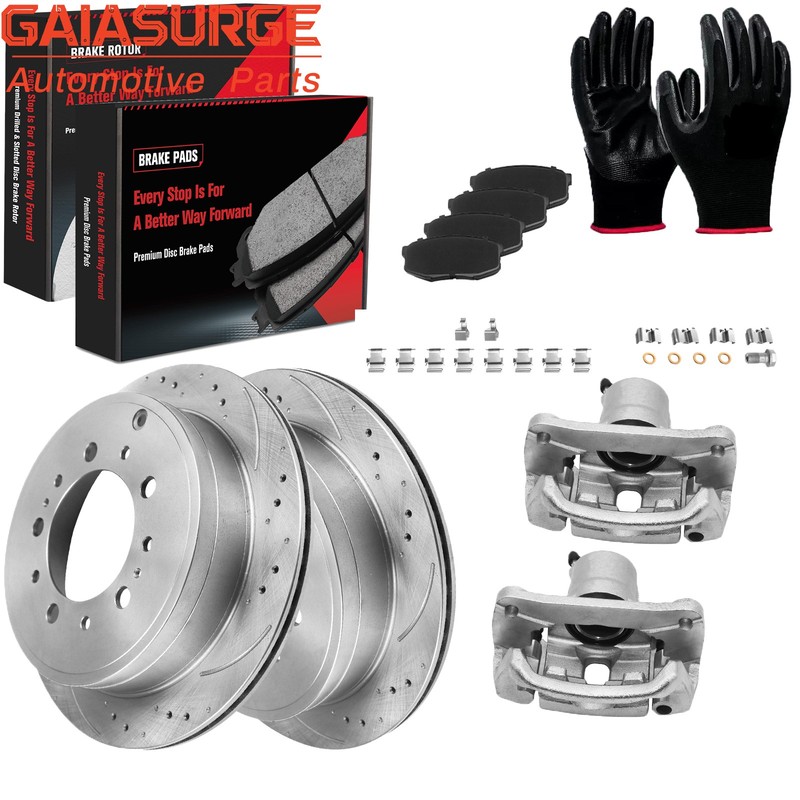 Rear Disc Rotors Brake Caliper Pads Kits for 2007-2015 Toyota Sequoia Tundra