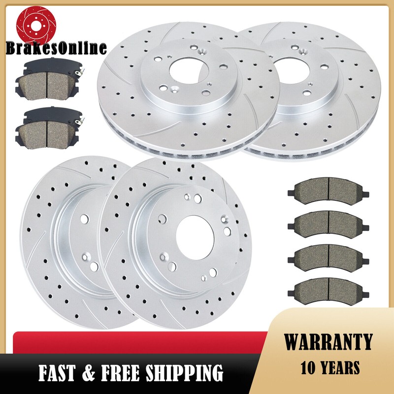 Front and Rear Brake Rotors Pads Kit fit for Acura TSX 2003-2008 Slotted Drilled