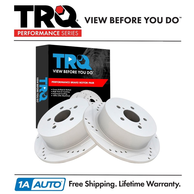 TRQ Rear Brake Rotors Set Solid For 2005-2009 Subaru Legacy Outback