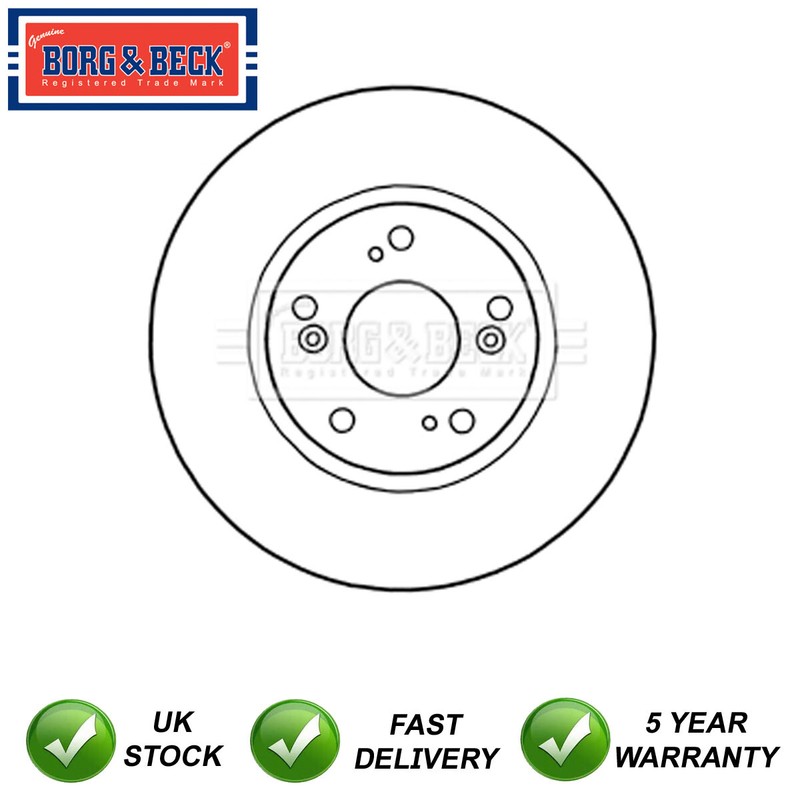 1x Brake Disc Front Borg & Beck Fits Honda Accord 2003-2008 2.0 2.2 TDi #2