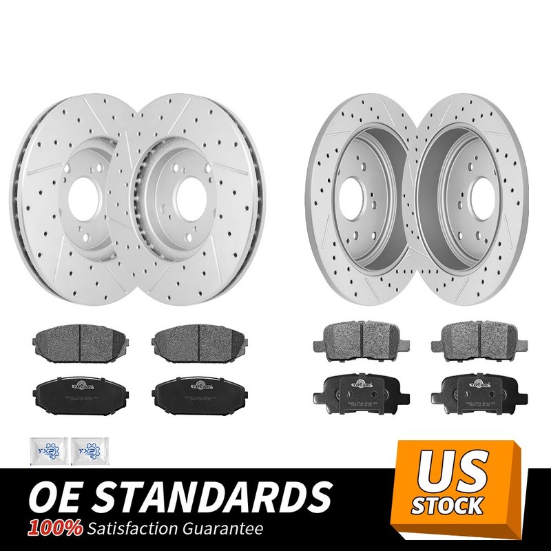 Front Rear Disc Rotors Ceramic Brake Pads for 2001 2002 Acura MDX Touring Base