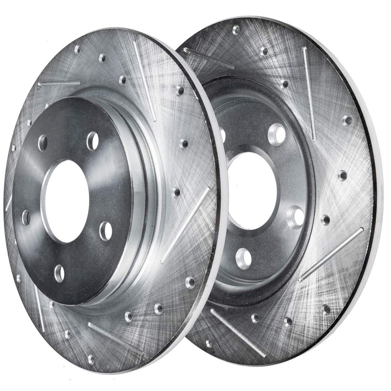 265mm Rear Drilled and Slotted Rotors Ceramic Brake Pads for Mazda 3 Sport CX-30 gallery