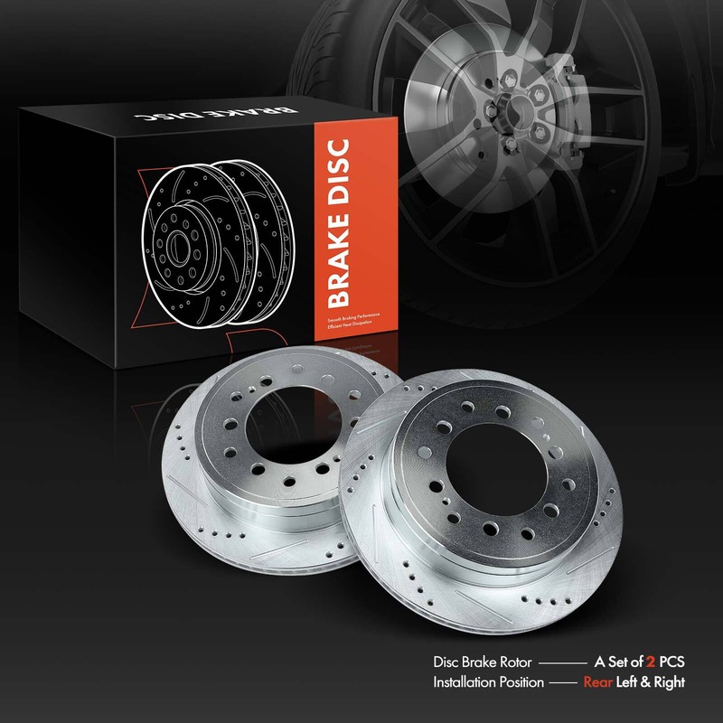 2Pcs Rear Left & Right Drilled Brake Rotor for Toyota 4Runner FJ Cruiser Lexus gallery