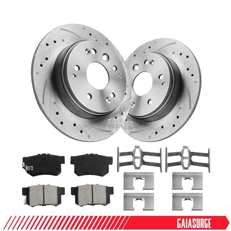 Rear 5 Lug 282mm Brake Rotors Ceramic Pads Kit for Honda Element 2003-2011 2.4L