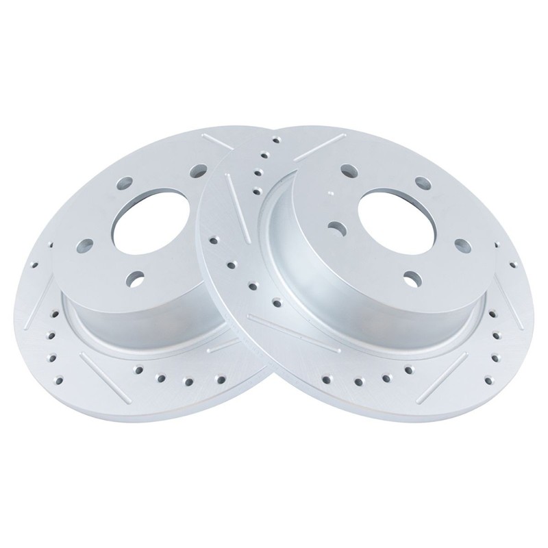 TRQ Performance Brake Rotor Drilled & Slotted G-Coated Rear Pair Kit New gallery