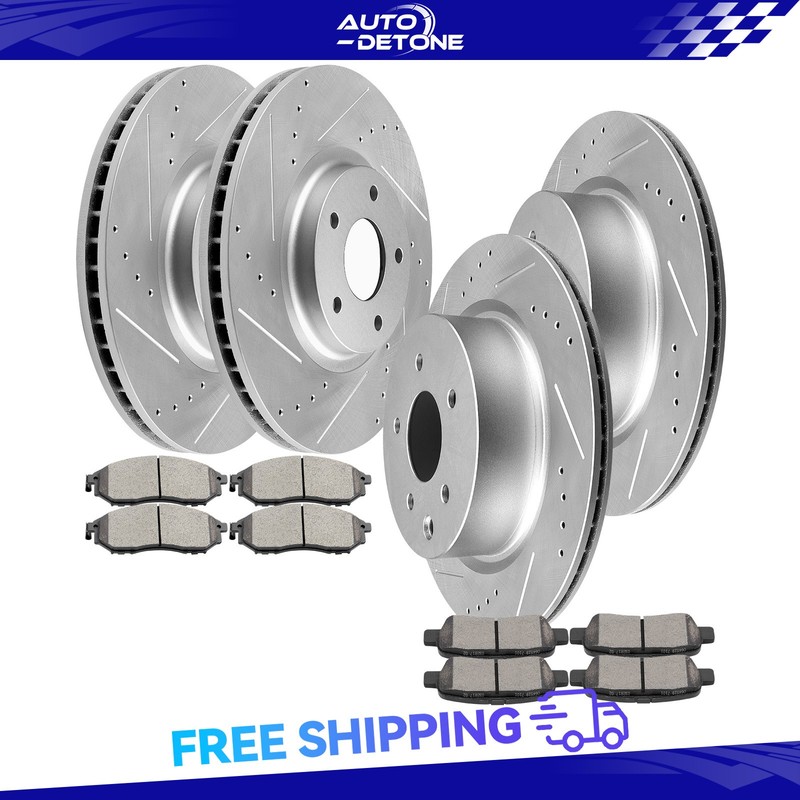 Front Rear 4X Brake Rotors 8X Metallic Pads For Infiniti G35 G37 For Nissan 370Z