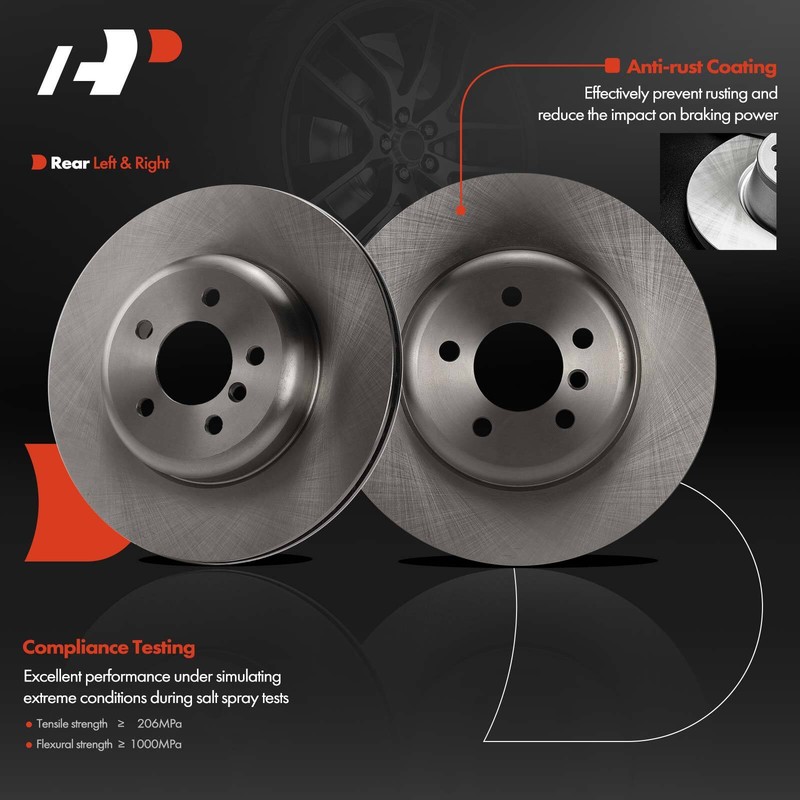 A-Premium 2x Rear Disc Brake Rotors for BMW 535i 550i 640i Gran Coupe 740i 740Li gallery