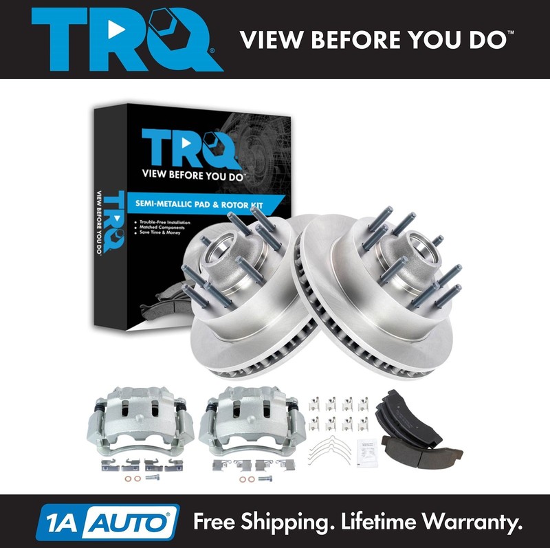 TRQ Brake Pad & Rotor Kit Semi-Metallic Fits Ford
