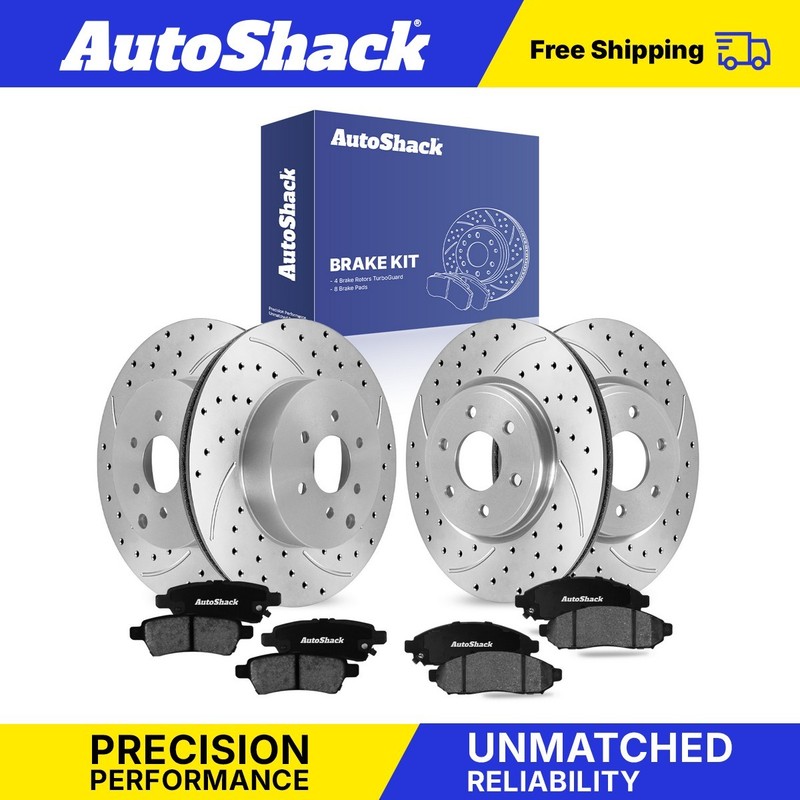 Front Rear Drilled Slotted Brake Rotors Premium Ceramic Pads for Nissan Frontier
