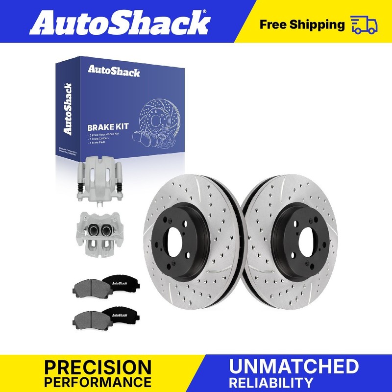 Front Drilled Slotted Brake Rotor Premium Pad Caliper for Honda, Ridgeline 06-11