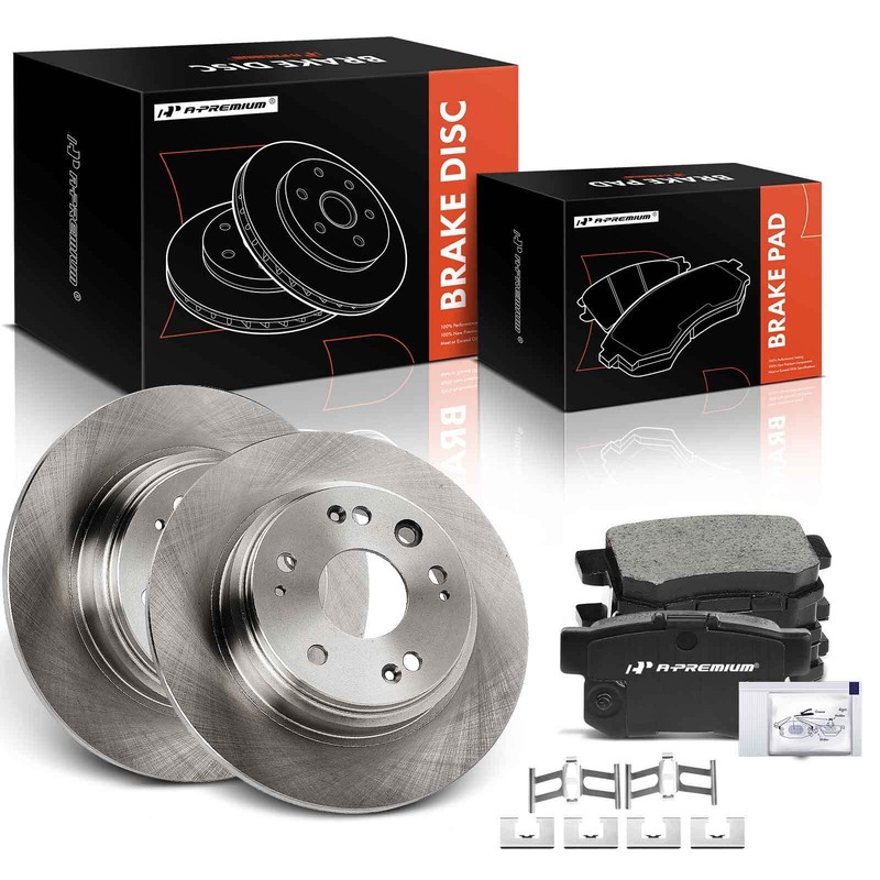 A-Premium Rear Disc Brake Rotors & Ceramic Pads for Acura RL 2002-2004 V6 3.5L