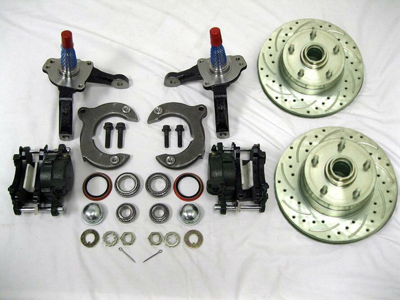 Mustang II 2 Front Disc Brake Kit Big 11″ Slotted Chevy Rotors + Stock Spindles