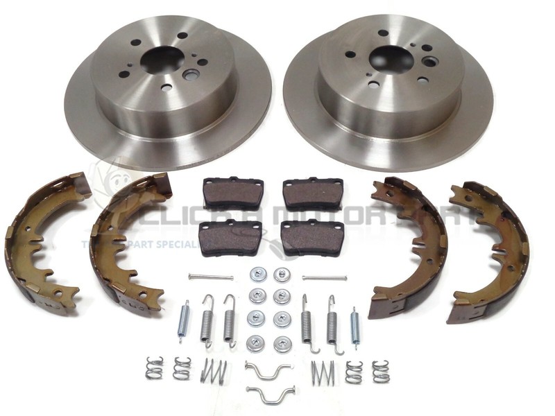 REAR 2 BRAKE DISCS & PADS HANDBRAKE SHOES & FITTING KIT FOR TOYOTA RAV 4 1.8 2.0