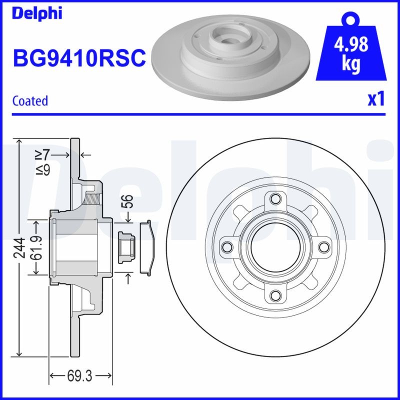 2X BG9410RSC DELPHI Brake Disc for CITROËN,DS,OPEL,PEUGEOT,VAUXHALL