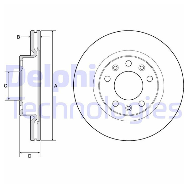 Delphi Front Coated Brake Disc Set Vented for Peugeot 308 II Hatchback BG4700C gallery