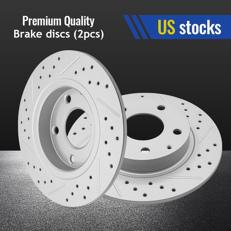 265mm Rear Drilled and Slotted Disc Brake Rotors for Mazda 3 Sport CX-3 CX-30