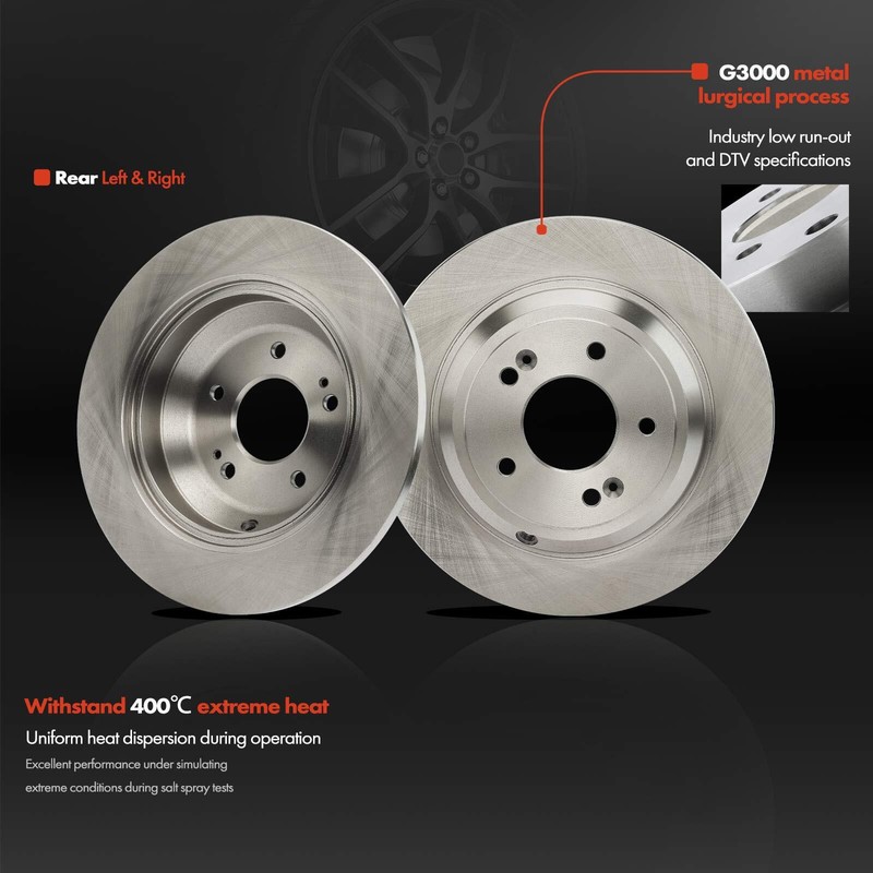 12Pcs Front & Rear Disc Brake Rotors & Brake Pads for Hyundai Genesis 2012-2014 gallery