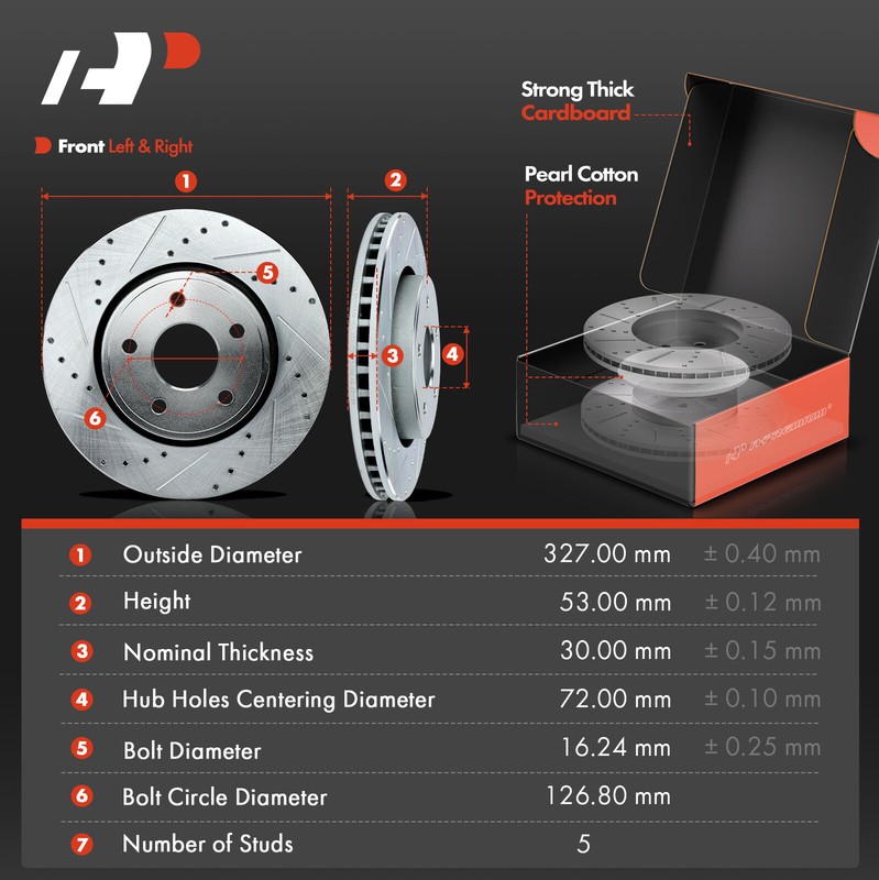 A-Premium Front & Rear Drilled Brake Rotors & Ceramic Pads for Jeep WK GrandChe gallery