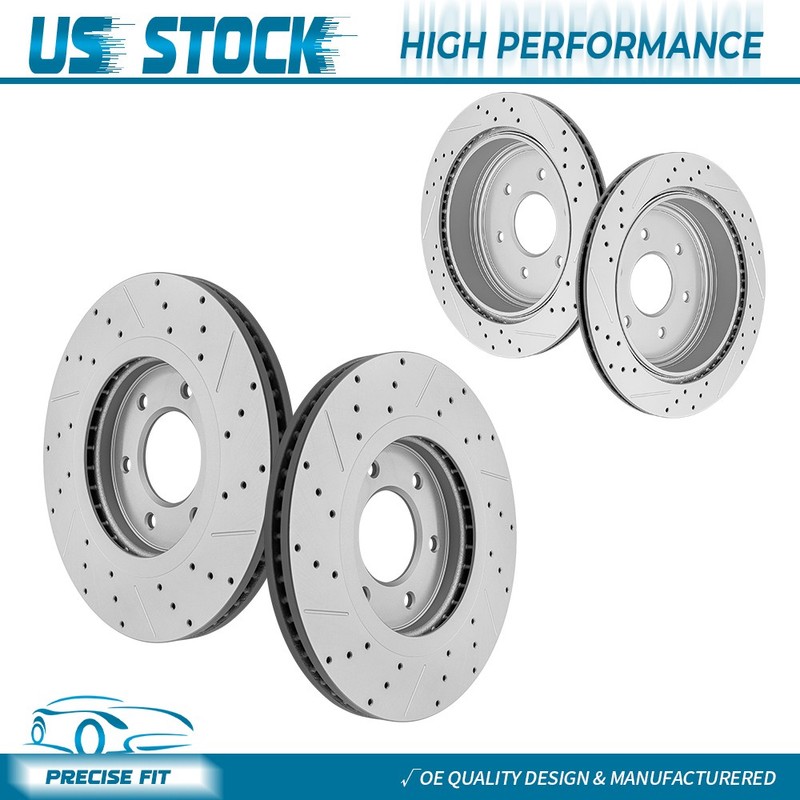 Front & Rear Drilled Disc Brake Rotors Set for Nissan Titan 2017-2021 2022 2023