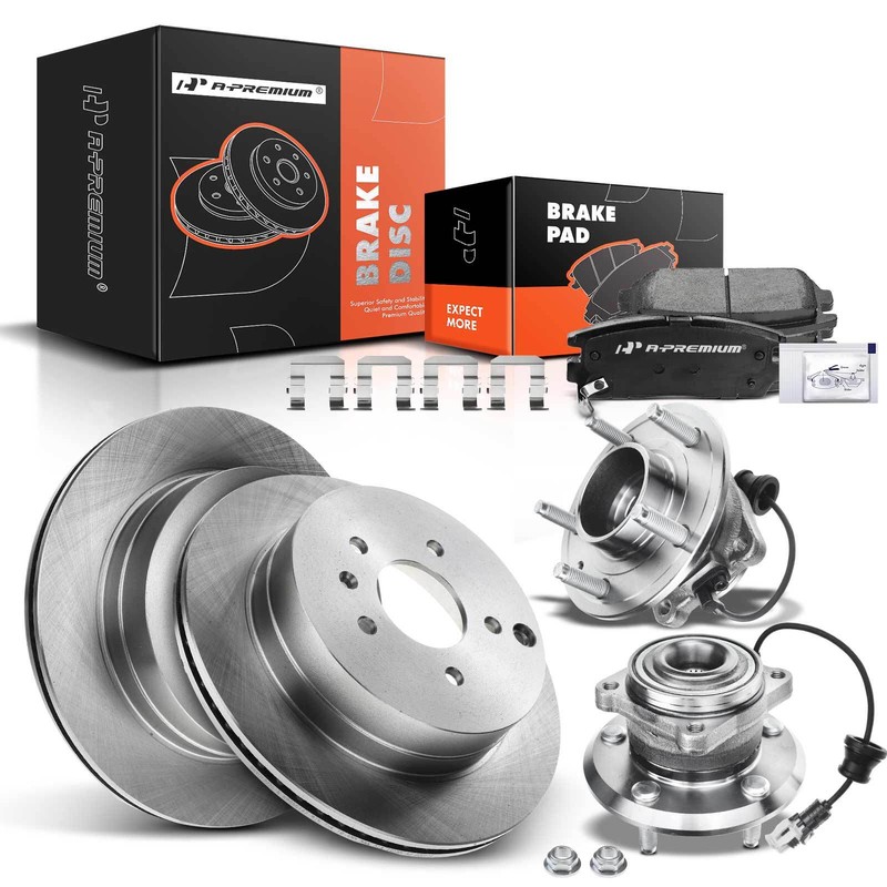 A-Premium Rear Disc Brake Rotor & Pad+Wheel Hub Bearing for Chevy Equinox Suzuki