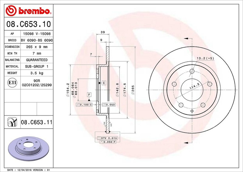 Brembo 08C65311C02 BRAKE ROTORS gallery